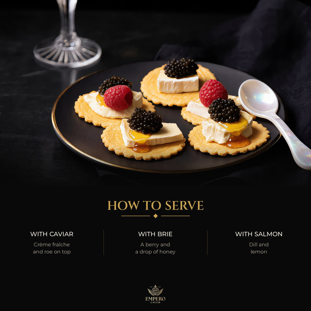 How to serve original crisps with caviar, brie and smoked salmon