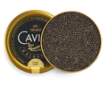 Baerii Sturgeon Classic Caviar tin, dark brown to dark olive caviar pearls