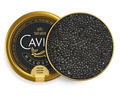 Caspian Osetra Caviar tin, firm dark grey sturgeon caviar pearls