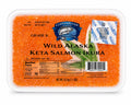 Wild Alaska Keta Salmon Ikura, large glossy orange salmon roe