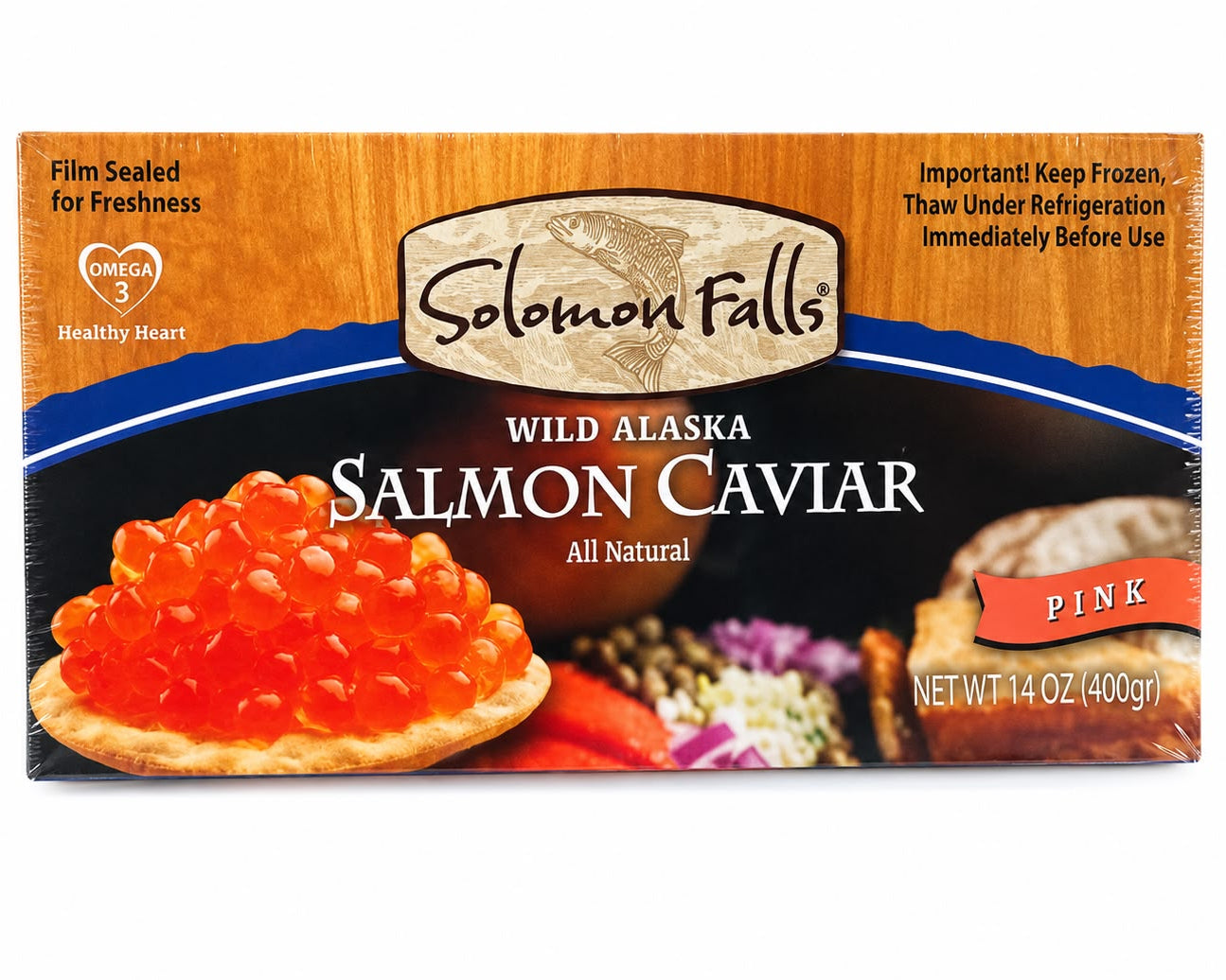 Wild Alaska Pink Salmon Caviar, soft pink-orange salmon roe