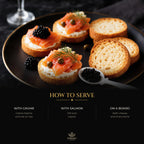 How to serve mini toasts with caviar, smoked salmon and on a board