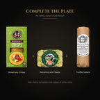 Italian snack board: rosemary crisps, pecorino with pesto and truffle salami