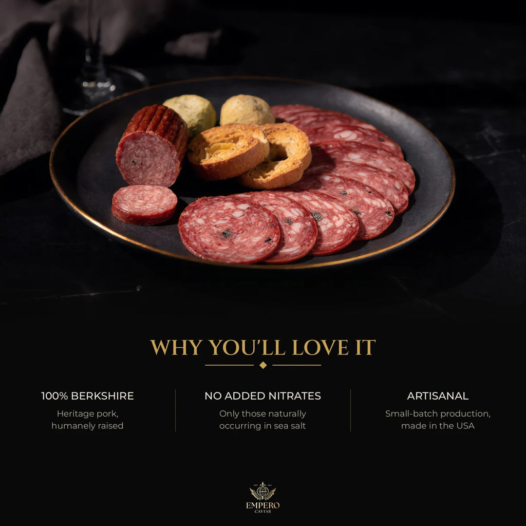 Black truffle salami with pecorino – artisanal, Berkshire pork