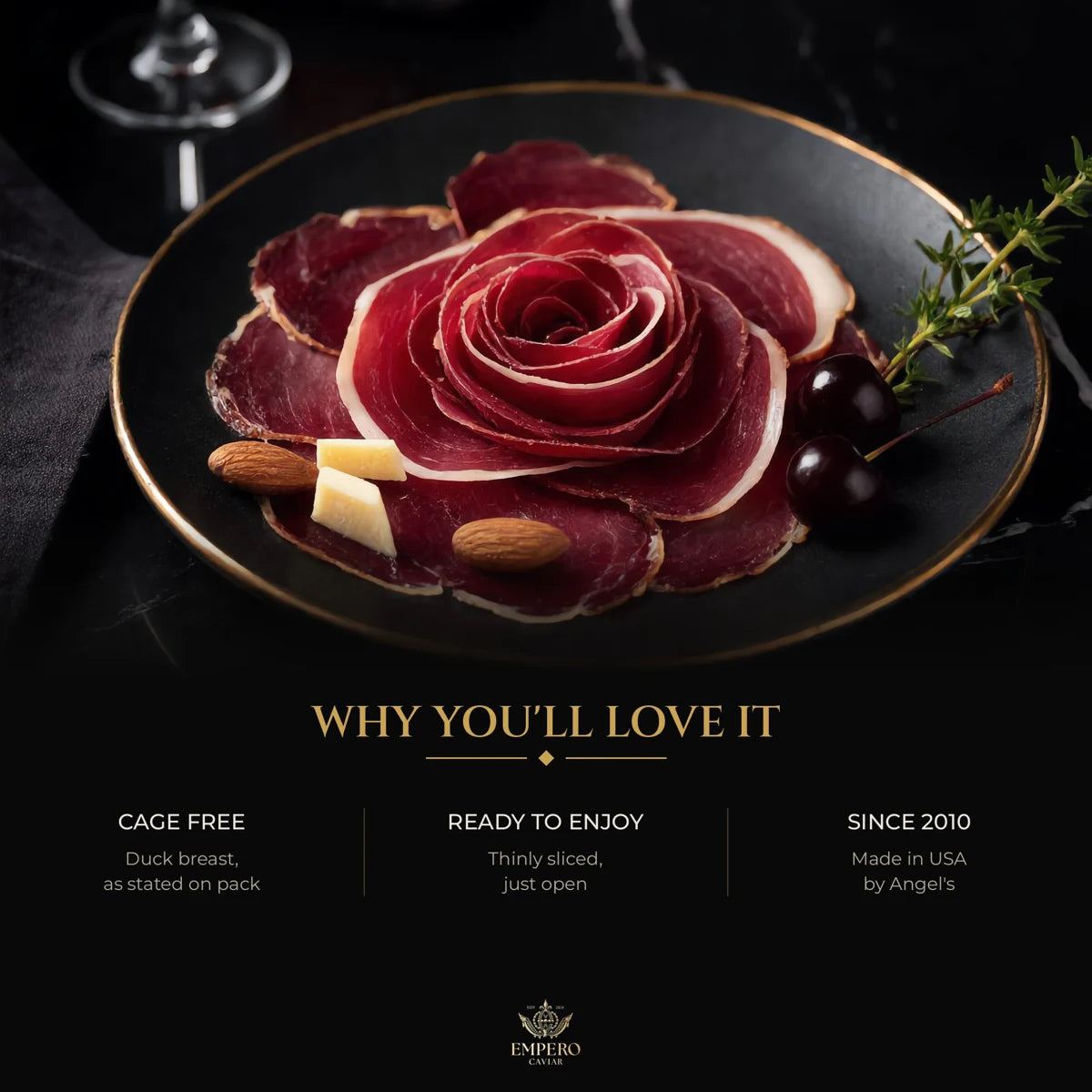 Duck prosciutto rose – cage free, ready to enjoy
