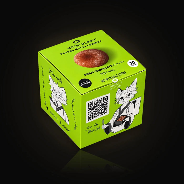 Mochi Bloom Dubai Chocolate frozen mini mochi box, 20 pcs, 240 g