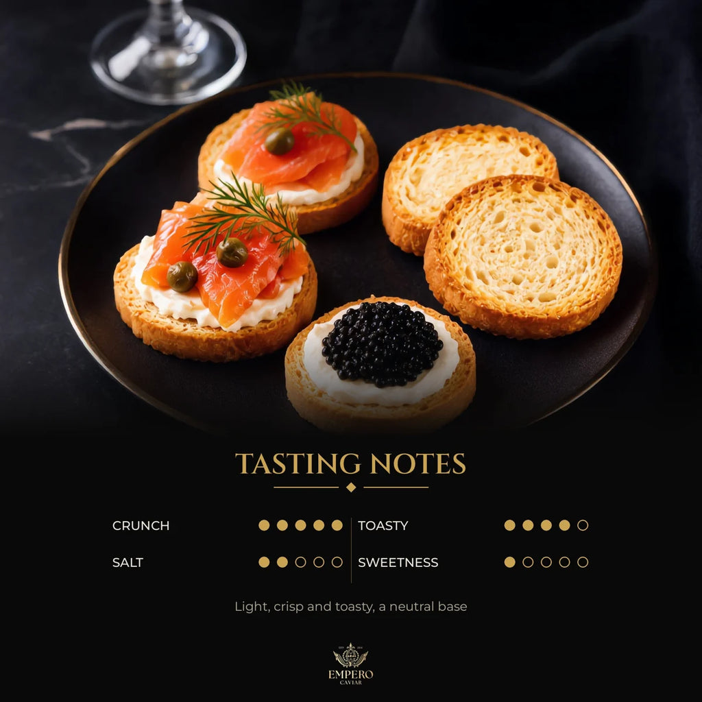 Mini toasts with smoked salmon and caviar – tasting notes