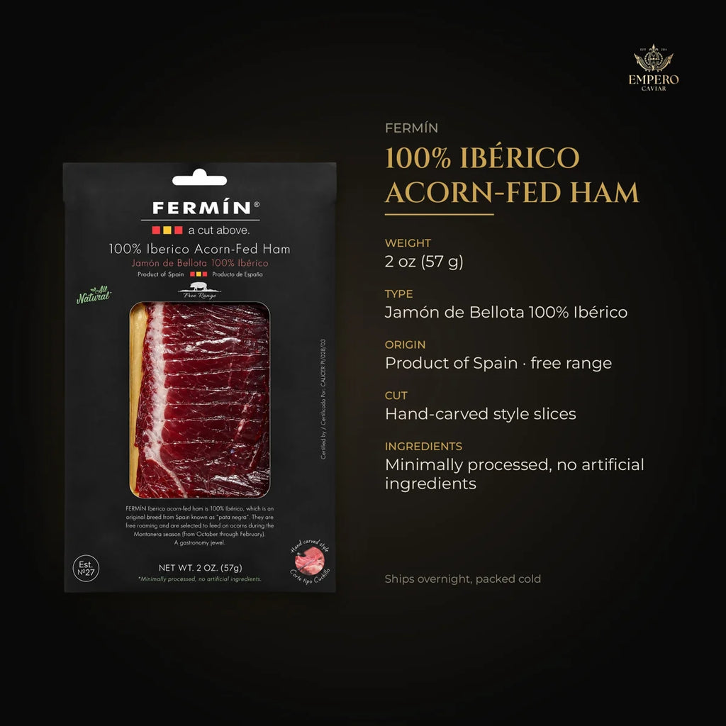 Jamón ibérico de bellota details – 100% Ibérico, free range, product of Spain