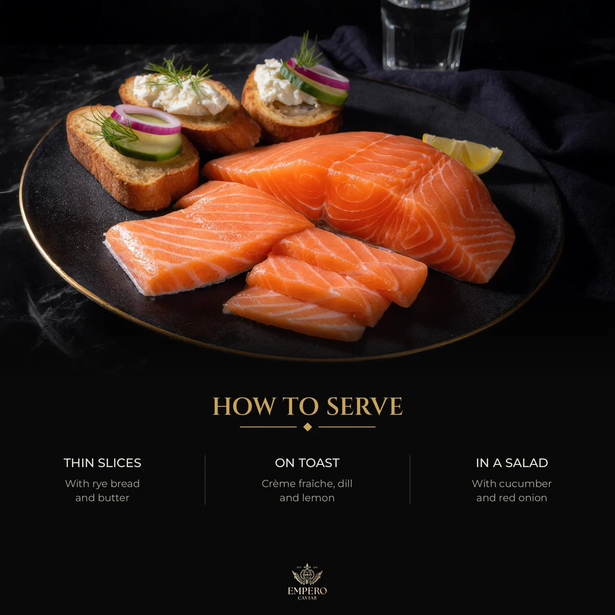 How to serve cold smoked salmon: thin slices, on toast, in a salad