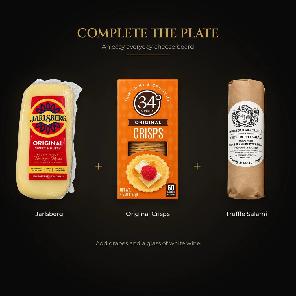 Everyday cheese board: Jarlsberg, original crisps and truffle salami