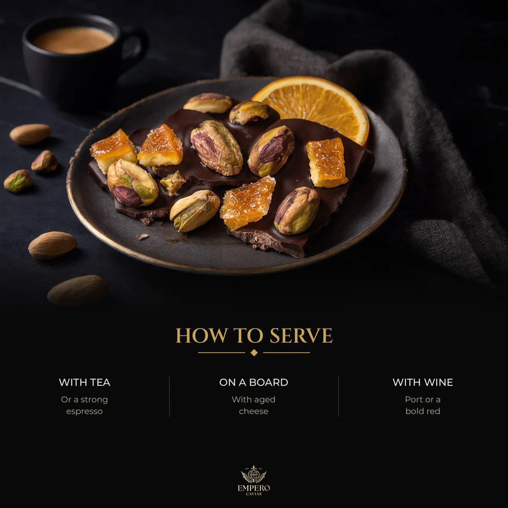 How to serve dark chocolate: with tea, on a board, with wine