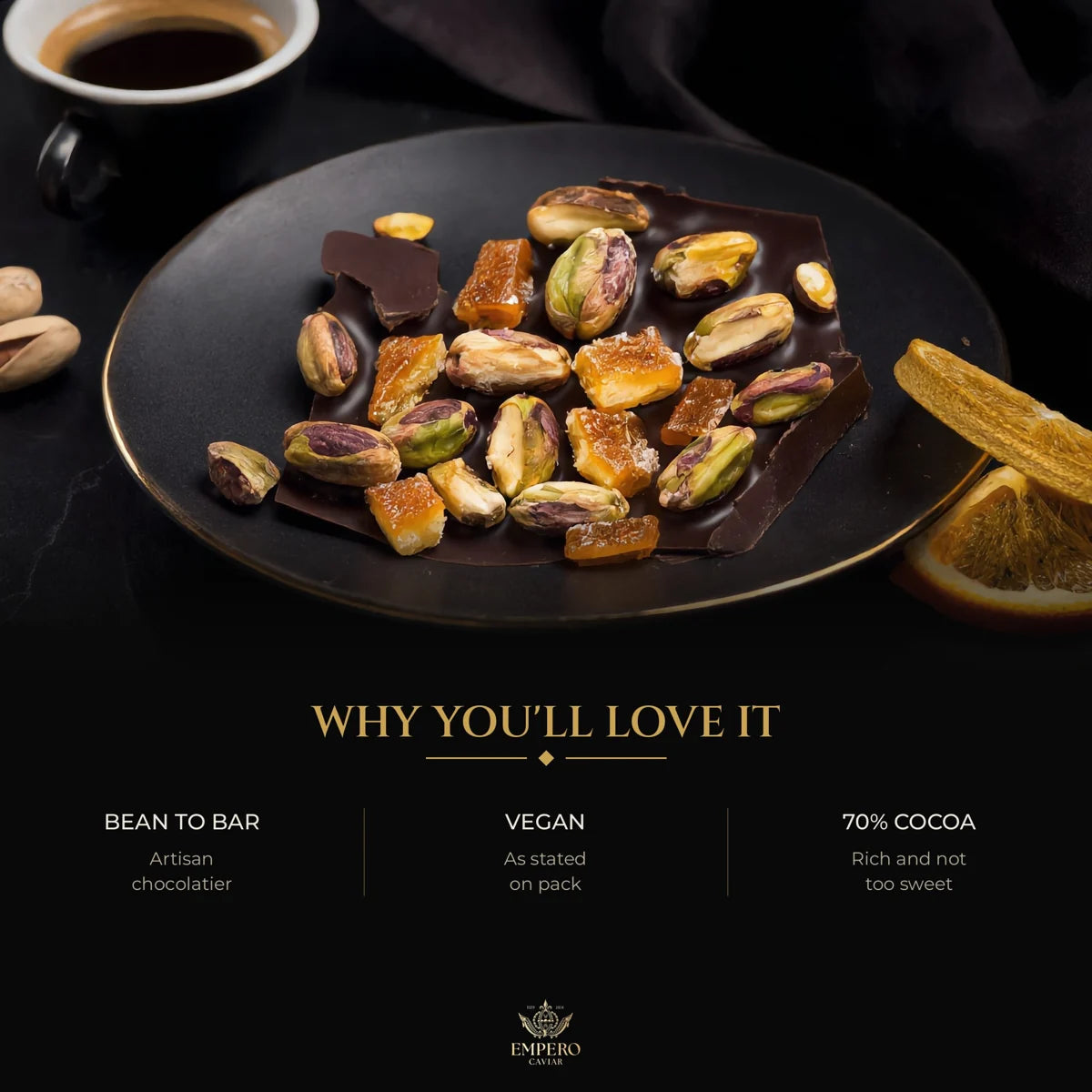Artisan dark chocolate bar – bean to bar, vegan, 70% cocoa