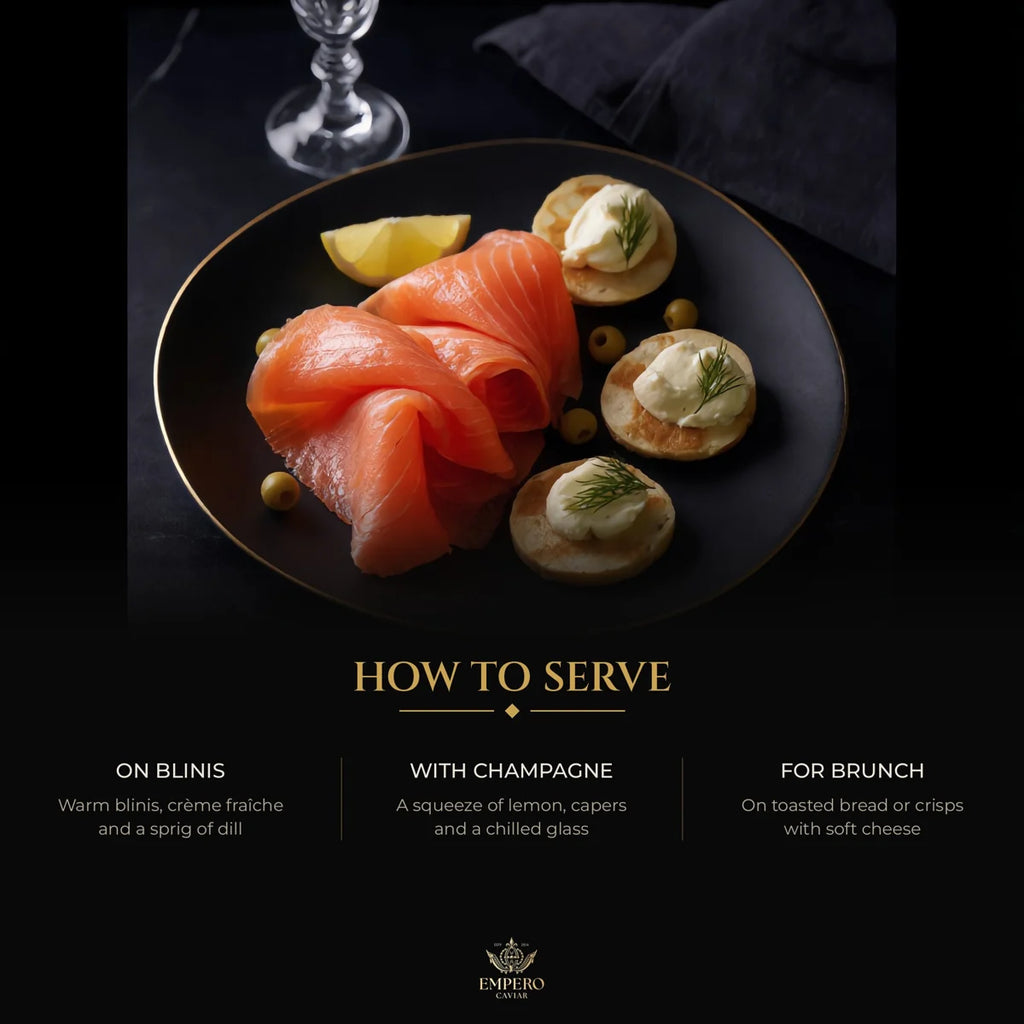 How to serve oak smoked salmon: on blinis, with Champagne, for brunch