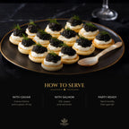 How to serve mini blinis with caviar and smoked salmon
